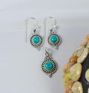 Azul cobre turquesa 925 plata esterlina piedra preciosa natural colgante hecho a mano Diciembre Mes piedra natal joyería regalo para ella - Product Image 3