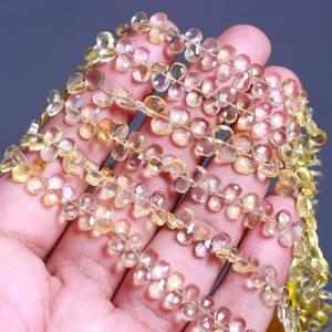 Perles en forme de poire à facettes en quartz citron naturel brin 4-7mm perles de pierres précieuses en quartz en gros pour la fabrication de bijoux au prix de gros - Product Image 4