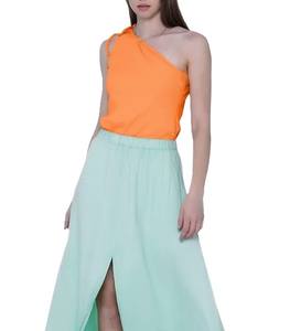 Nouvelle arrivée à la mode femmes côtelé débardeur Jersey extensible haut court coupe décontractée une épaule cou votre propre conception - Product Image 1