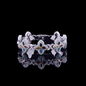 Bracelet chaîne en argent sterling 925 de luxe, haute couture, style hip-hop, pièce de déclaration, charme feuille, chaîne cubaine à maillons infinis - Product Image 5