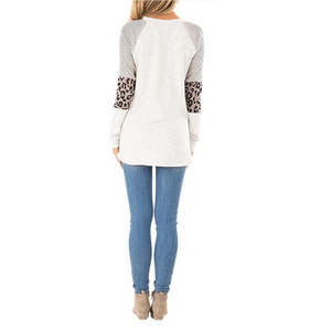 Frankie & Pop <b>Women's</b> Casual Crew Neck <b>Long</b> <b>Sleeve</b> Stripes Raglan Leopard Print <b>Top</b> <b>White</b> Size Small - Product Image 2