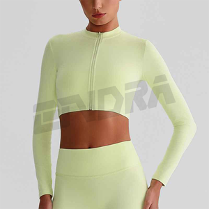 Seamless Women Sport Set Zip <b>Long</b> Sleeve Yoga Crop Top High Waist Leggings Workout <b>Matching</b> Gym Outfit Activewear Fitness Bra - Product Image 4