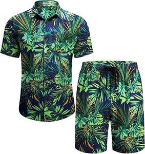 Ensemble décontracté 2 pièces pour homme, chemise et short, style hawaïen populaire pour l'été 2023, confortable - Product Image 1