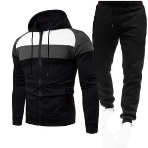 Haute qualité personnalisé unisexe décontracté Gym survêtement ensembles hommes Zip coton veste pantalon à capuche col survêtements solide imprimé Logo - Product Image 6
