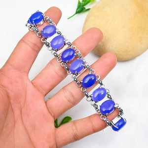 Blue Chalcedony Bracelet 925 Sterling <b>Silver</b> Handmade Gemstone Bracelet Jewelry Gift For Wedding Birthday <b>Women</b> - Product Image 3