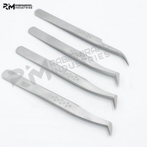RMI Super Produit Star Design Grip Argent Extension de Cils Pince À Épiler Volume De Botte Russe Et Réguliers Point Courbé Pointe À 45 Degrés - Product Image 3