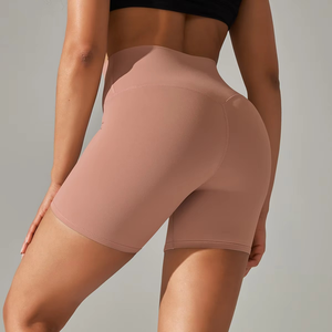 Women's High-Waist Eco-Friendly Fitness Yoga <b>Shorts</b> with Embroidery <b>Decor</b> Breathable Skinny Fit Canvas Material Hip Hop Style - Product Image 3