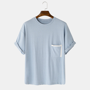 T-shirts pour hommes élégants à col rond, design unique sur mesure, vêtements décontractés à la mode, tissu en toile 100% coton, impression par transfert thermique, couleur unie - Product Image 1