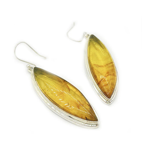 Boucles d'oreilles en argent sterling 925 avec lunette en ambre et pierres précieuses Cadeau de mariage à la mode pour les fêtes - Product Image 4