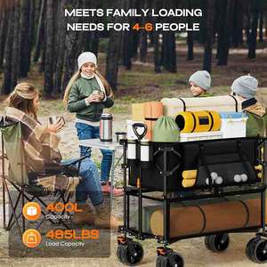 डबल डेकर वैगन ढहने भारी शुल्क फोल्डेबल बड़े समुद्र तट वैगन के साथ बड़े सभी इलाकों के पहियों तह उपयोगिता गाड़ी - Product Image 6