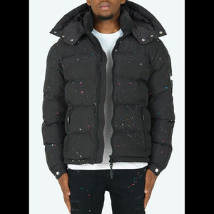 Chaqueta Acolchada Negra Unisex al por Mayor, Chaqueta de Invierno con Cremallera y Capucha Ajustable - Product Image 4