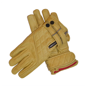 Tan acolchado Cafe Racer polar forrado de cuero encerado guantes de moto motocicleta Auto Racing Wear guantes de cuero genuino para hombres - Product Image 2