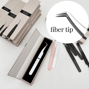 Pince à épiler de précision en acier inoxydable anti-magnétique à pointe lisse, avec emballage en boîte, longueur 10 mm, pour application de faux cils - Product Image 2