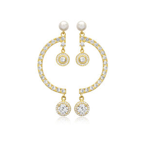 ขายส่ง925เงินสเตอร์ลิงต่างหูโคมระย้าสีขาว CZ หินหัวใจออกแบบชุบทองสำหรับผู้หญิงตุรกีของขวัญเครื่องประดับ - Product Image 1