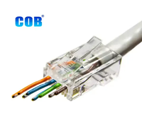 Konektor Ethernet RJ45 Berlapis Emas 30 yang Andal dan Tahan Lama, Kontak Perunggu Fosfor, Solusi Jaringan Cat6, Solid/Stranded PC