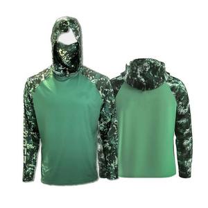 Ropa de pesca de poliéster absorbente de humedad con diseño de camuflaje con logotipo personalizado, camisas de pesca Uv de manga larga para hombre con sublimación con capucha 2025 - Product Image 4