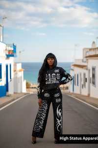 Oem Manufactures Fashion Rhinestone Track suit Solid Color Rhinestone Track suit Casual Wear Track suit Custom Logo Tracksuit - Product Image 3