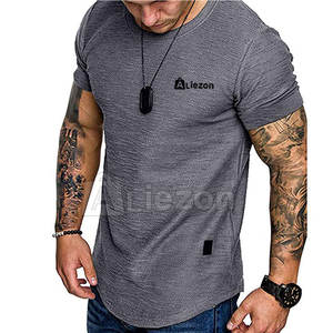 Street Wear T-shirts de fitness confortables pour hommes T-shirts de fitness en vrac de couleur unie à vendre - Product Image 3