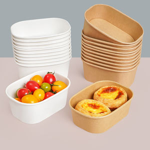 Boîte à salade en papier kraft jetable de 360ml 450ml à emporter de taille mini rectangle bol de récipient alimentaire pour plat d'accompagnement fruit cornichon collation - Product Image 3