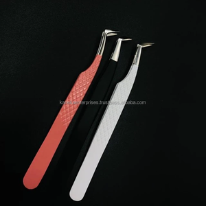 Pinces à cils volumineuses à pointe lisse à 90 degrés, pinces à cils pour extensions de cils, outil professionnel en acier inoxydable, tailles 12-14 cm, antistatiques - Product Image 6