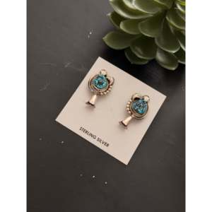 Pendientes Colgantes Donovan Nez Kingman Post Dangle Blossom, Turquesa y Plata de Ley, Joyería Cultural Coleccionable - Product Image 4