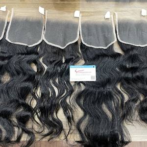 Extensions de cheveux humains en dentelle noire à fermeture frontale alignée avec cuticule vierge du Vietnam peau transparente HD suisse pleine taille - Product Image 6