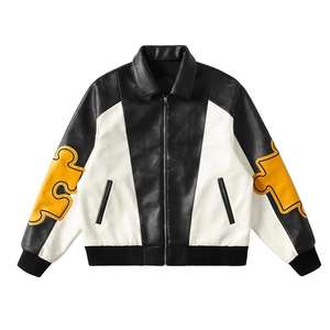 Chaqueta de Motocicleta de Cuero Unisex Clásica con Bordado de Logotipo Personalizado, Parches Bordados en la Parte Delantera con Logotipo, Impermeable - Product Image 1