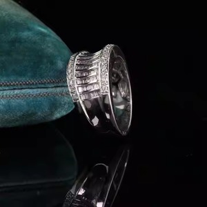 เพชรโมอีสเดิมแต่งงานแหวนนิรันดร์10k ทองคำขาวสไตล์โรแมนติก - Product Image 5