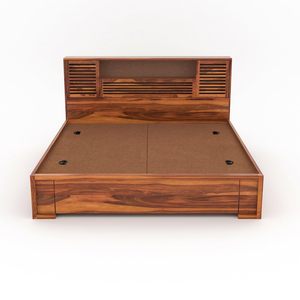เตียงขนาดควีนไซส์ทำจากไม้เนื้อแข็งราชวงศ์ที่ทันสมัยพร้อมหัวเตียงที่ทำด้วยมือและการจัดเก็บที่ดีที่สุด - Product Image 1