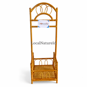 Porte-vêtements sur pied en rotin avec panier de rangement, pliable, pour chambre et entrée - Product Image 1