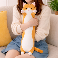 Coussin et canapé en peluche Long Cat pour enfant en orange - Doux et confortable, rembourré en coton PP, pour les 2-4 ans, unisexe, 100-150 cm