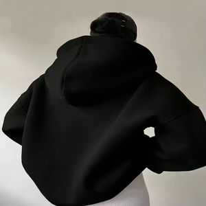 เสื้อฮู้ดแขนยาวทรงโอเวอร์ไซส์แฟชั่นผู้หญิง คอวี สีพื้น สำหรับฤดูใบไม้ร่วงและฤดูหนาว - Product Image 2