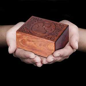 Handmade Wooden Urn <b>for</b> Human & Pet <b>Ashes</b> Cremation Memorial <b>Box</b> Decorative Keepsake Burial Urn <b>for</b> Cats Infants Adults - Product Image 5