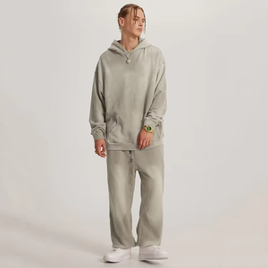 Wholesale Custom Oversized Hoodie Tracksuit <b>Set</b> Unisex Vintage Washed Two Piece Outfit Regular Fit Breathable Printed Sweatpants - Product Image 1