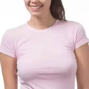 Nouveau T-shirt décontracté pour femmes, à manches courtes, col rond, couleur unie, personnalisable, écologique et respirant - Product Image 5