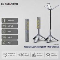 Lampe de travail LED pliable avec trépied télescopique rechargeable pour le camping