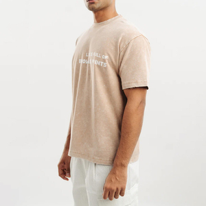 เสื้อยืดผู้ชายลายกราฟิกโอเวอร์ไซส์280gsm สีพื้นเสื้อยืดผ้าฝ้ายหนักแบบกำหนดเอง - Product Image 4