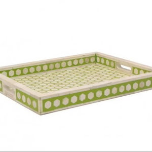 Bandeja de Servir Única con Incrustaciones de Hueso Negro, Acabado Pulido de Grado Comercial, Diseño Clásico para Hogares, Restaurantes y Decoración Navideña - Product Image 1