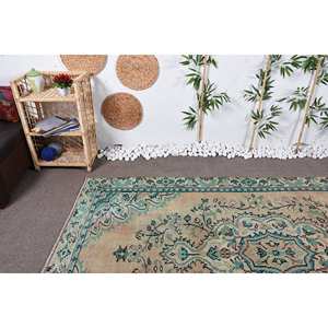 Alfombra turca clásica Beige azul Vintage 5,4X9,1 pies lana sala de estar alfombra Patchwork látex respaldo rayas Rectangular para adolescentes - Product Image 5