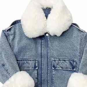 Women Trendy Denim Jacket Breathable Embroidered Custom Logo Cotton Filled Fur Design Streetwear - Product Image 6