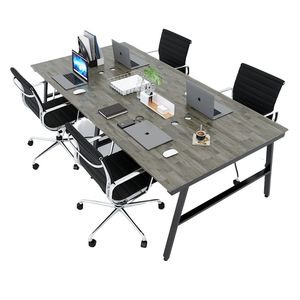 Escritorio Modular Contemporáneo de 4 Piezas (240x120) con Patas de Acero, Madera Melamínica y Fácil Montaje - Product Image 1