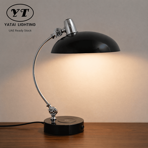 Retro Metal Table <b>Lamp</b> With Charging Base And Adjustable Head E27 Bulb For Bedroom Reading Study Desk Warm Atmosphere - Product Image 1