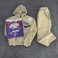 Ensemble sweat à capuche et pantalon de survêtement baggy personnalisé Y2K, coupe oversize, 100 % coton, imprimé en relief, unisexe, écologique, hiver