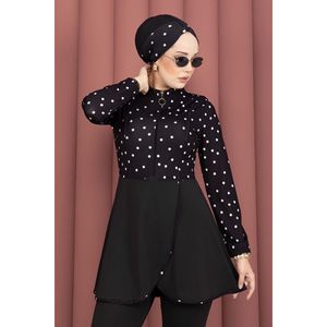 Traje de Baño Modesto con Falda y Cierre de Cremallera Frontal Negro, Tallas XS-XL, Estilo Islámico, Cintura Alta, Opciones de Logotipo Personalizado, Talla XL - Product Image 6