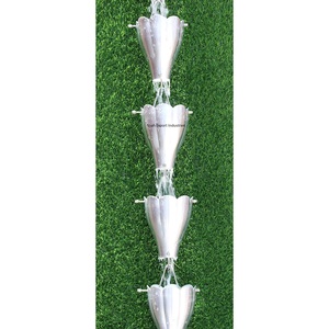 ห่วงโซ่ฝนสีทองตกแต่งและถ้วยแทนที่รางน้ำฝนที่ตกลงมาและเบี่ยงเบนน้ำออกไปจากอุปกรณ์สวนกลางแจ้ง - Product Image 3