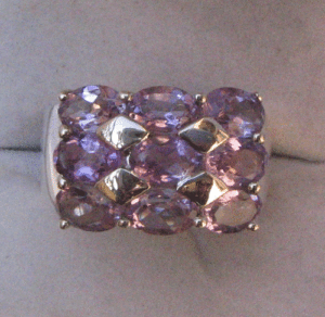 Shah Gems Women's Natural Amethyst <b>Ring</b> <b>925</b> Sterling <b>Silver</b> <b>with</b> 18K Plating Adjustable Cluster Cluster Inlay Trendy Style - Product Image 1