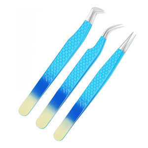 Pinzas de pestañas personalizadas de etiqueta privada puntas de fibra empuñaduras de diamante pinzas de pestañas de punta de fibra de volumen recto para damas - Product Image 5