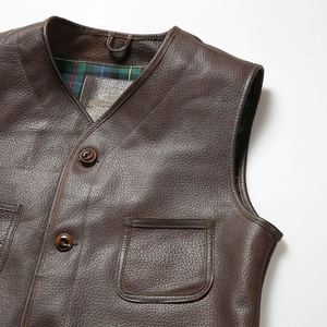 Gilet court en cuir pour hommes de qualité supérieure pour l'équitation en plein air élégante et vêtements décontractés Panneaux respirants Vêtements d'extérieur d'été - Product Image 6