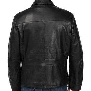 Vestes d'hiver en cuir de vache décontractées de haute qualité fabriquées au Pakistan, col montant, logo sur le devant, design personnalisé, vente en gros de vestes pour hommes - Product Image 2