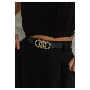 Ceinture pour femme avec boucle intégrée pour pantalons, vestes, robes et chemises - Noir-Or - Product Image 3